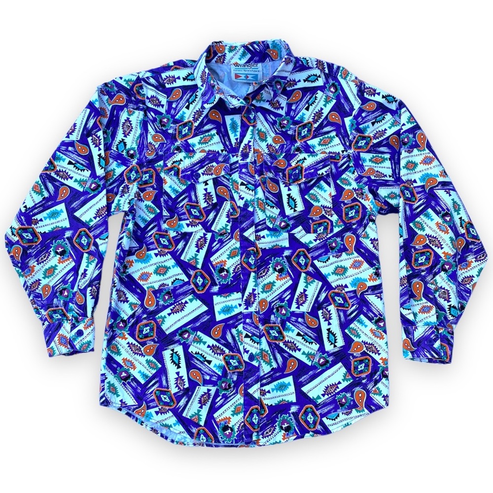 Vintage 1980s Wrangler bold southwest pattern shirt